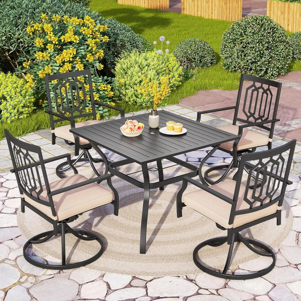 

Outdoor Metal Swivel Chairs Set of 2 Patio Dining Rocker Chair with Cushion Furniture Set for Garden Backyard Bistro,