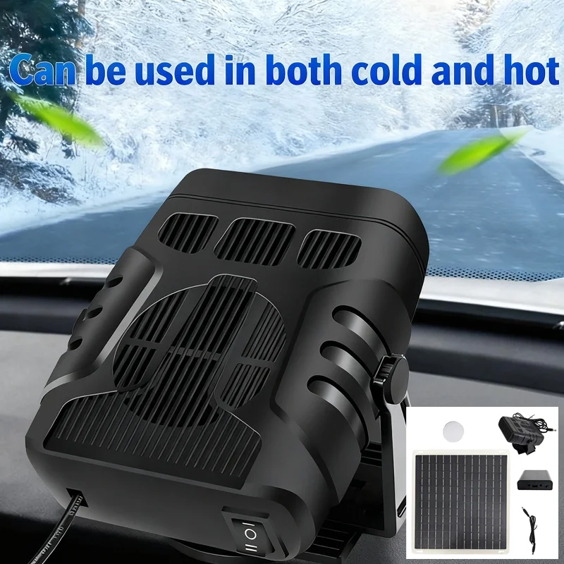 Heater & 12V Solar Panel Winter Warm Rapid Heating Car Window Defrosting And Defogging Heater Heats Up in 3 Seconds Solar Power