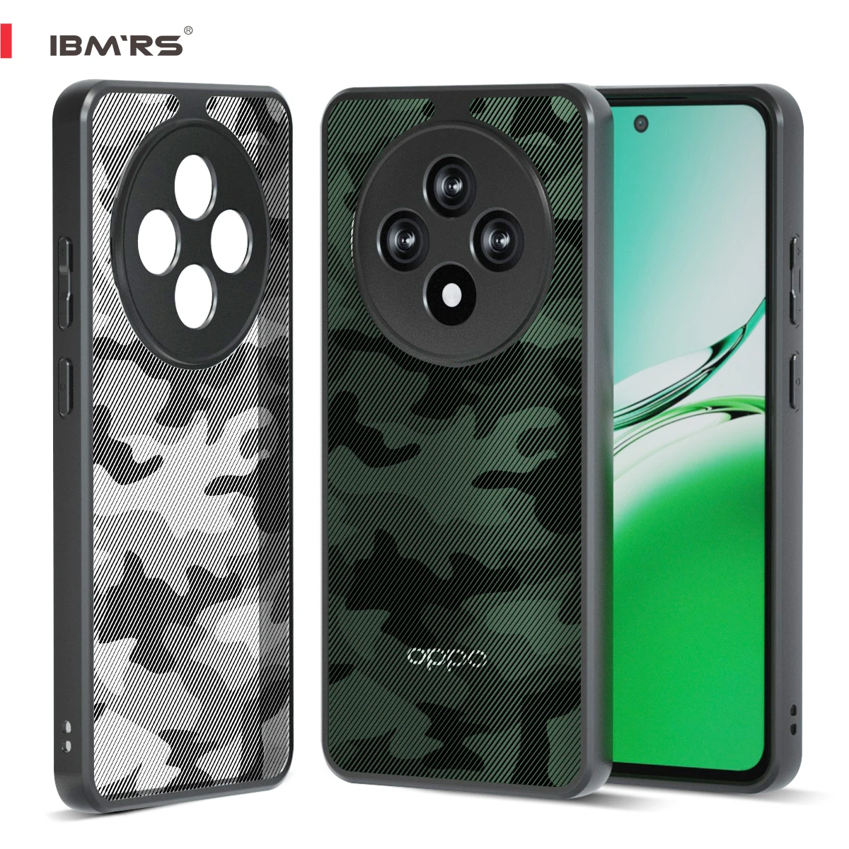 حافظة IBMRS لهاتف Oppo F27، [مضادة للصدمات العسكرية] وغطاء مموه أسود غير لامع مضاد للصدمات، مقاوم للزيت ومضاد لبصمات الأصابع