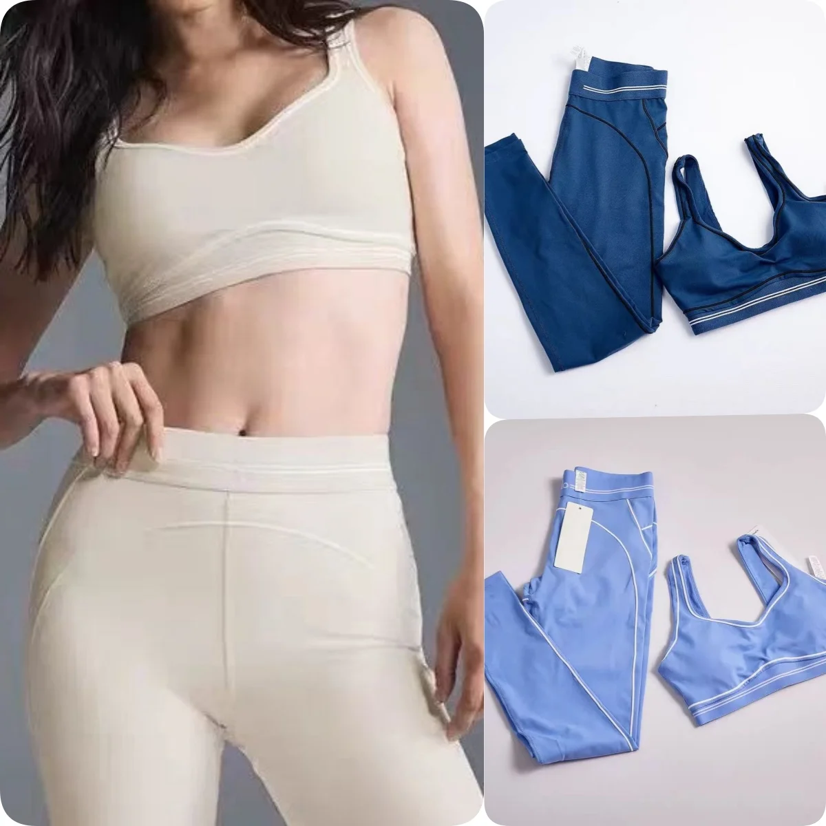 

LO Yoga Women Sports Set Brush High Waist Heart Throb Legging Tight Fitting Sport Bra Slimming Elastic Fitness Running Set