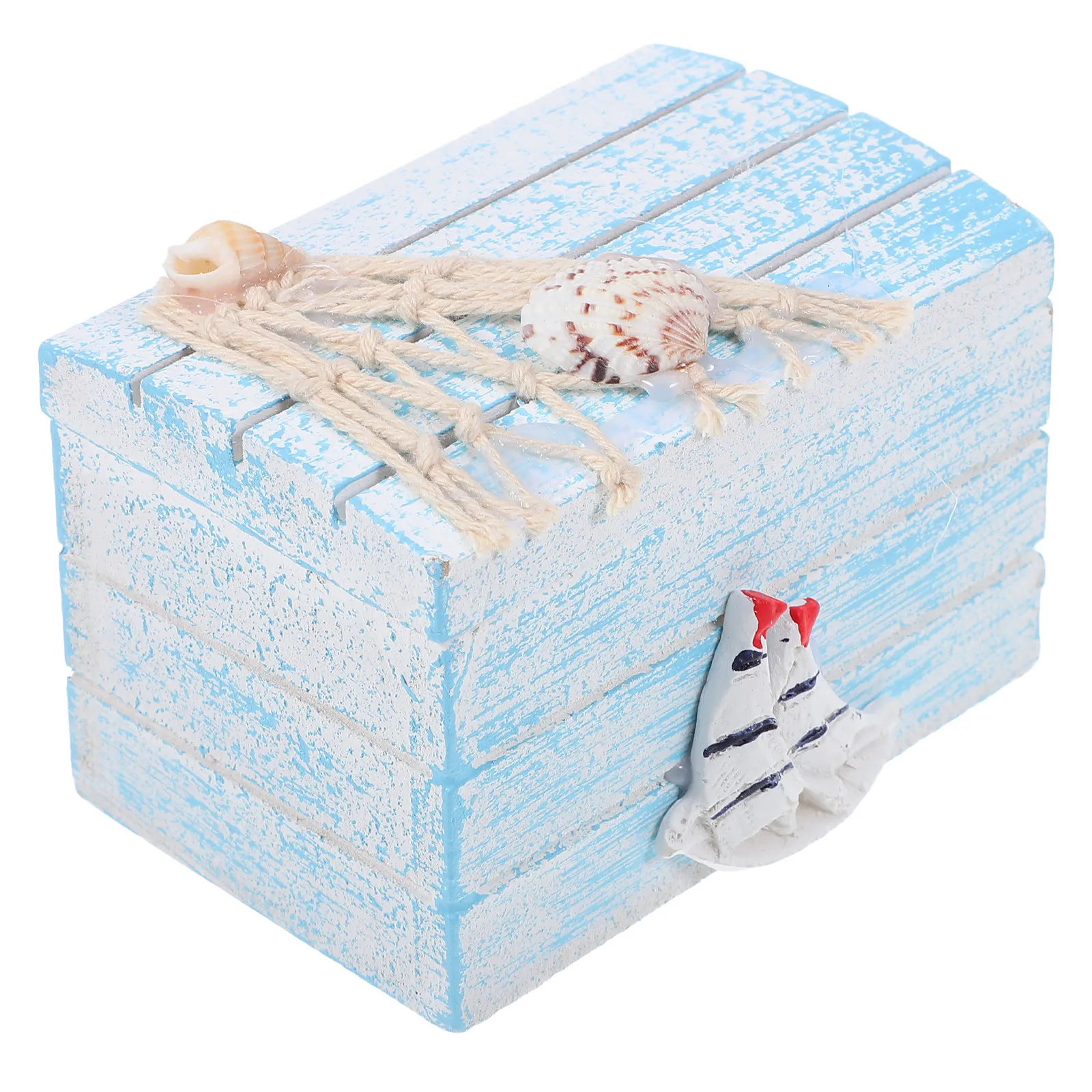 

Wooden Nautical Jewelry Case Small Treasure Chest Reusable Jewelry Box Necklace Earring Storage Mediterranean Style Organizer