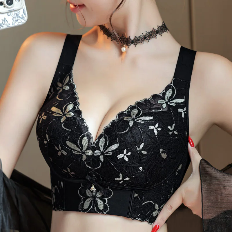 

Женский бюстгальтер большого размера, сексуальный ультратонкий бюстгальтер с чашкой CDE без стального кольца. бюстгальтер пуш-ап кружевной бюстгальтер