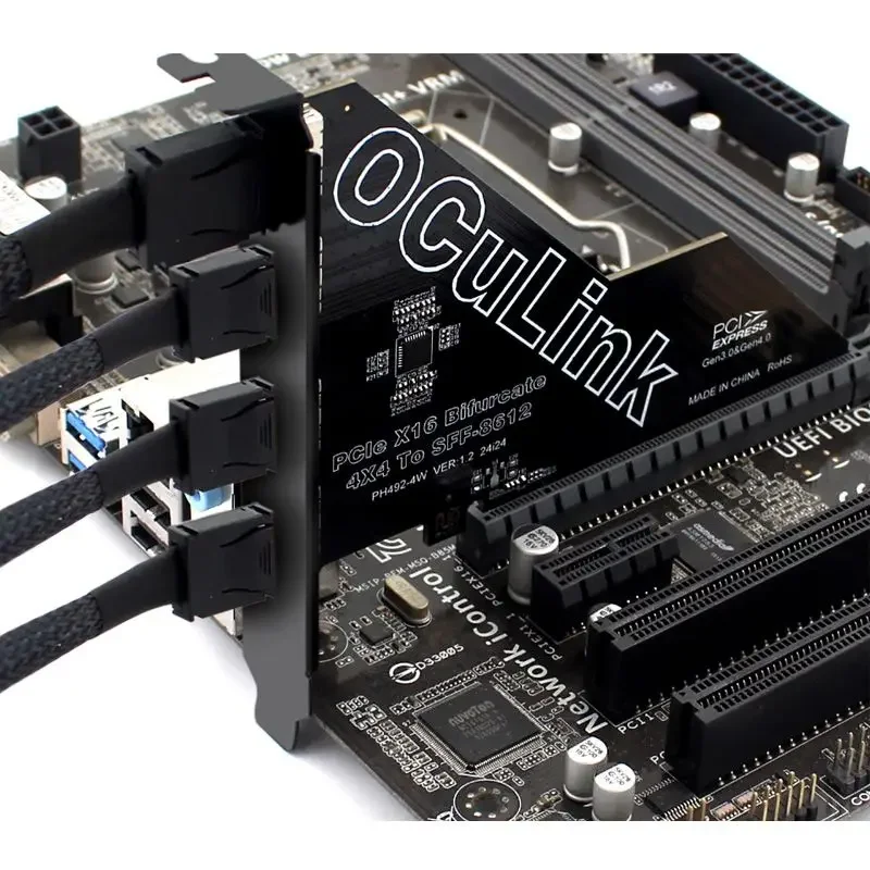 NUOVA scheda grafica esterna esterna U.2 PCIe 4.0 X1 X4 X8 X16 Split 4 porte SFF8611 e 8612 Scheda di espansione Oculink Adattatore a 4 porte
