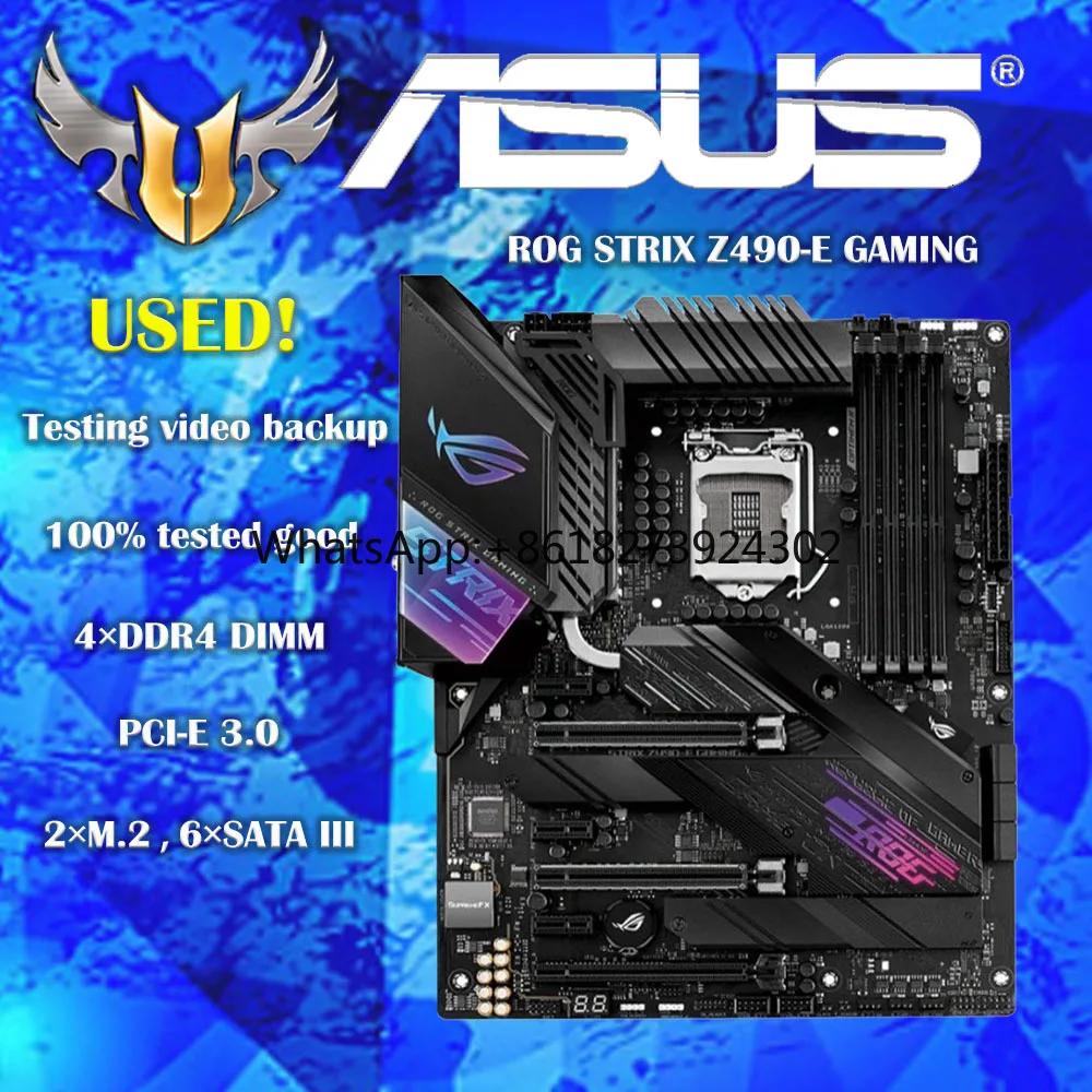 LGA 1200 Intel Z490 carte mère ASUS ROG STRIX Z490-E GAMING DDR4 128GB M.2 PCI-E 3.0 USB3.2 ATX pour processeur Intel 10th Gen