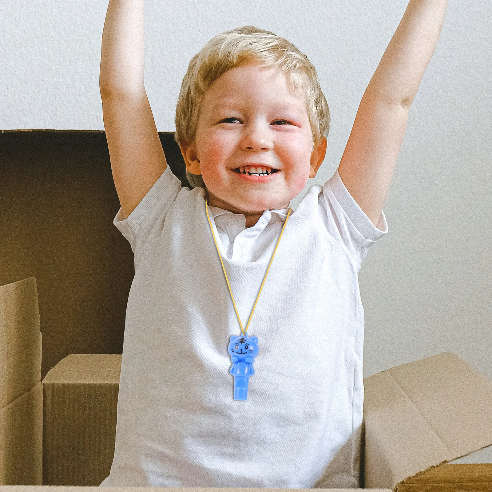 

10Pcs Whistle with Lanyard Bright Colored Plastic Cat Design Training Sports Meeting Racing Running Swimming Exercise Use