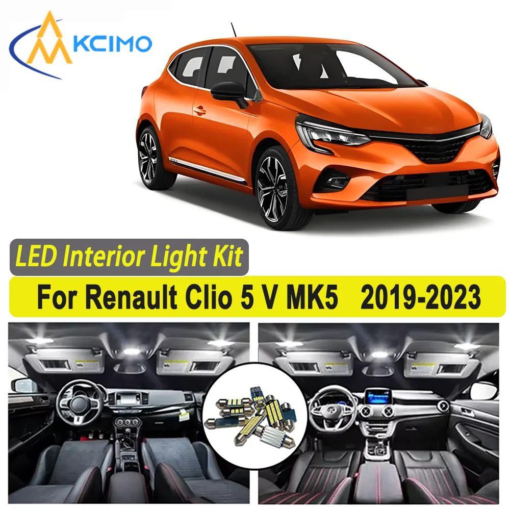 

Kcimo LED For Renault Clio 5 V MK5 2019-2023 Premium Bright LED Interior Dome Map Trunk Light Kit Car Led Lamps Canbus Car LED