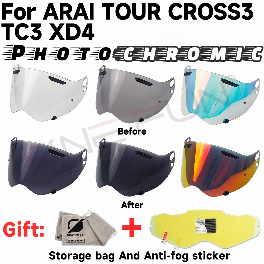 

Фотохромный визор для шлема Ar and ai TOUR CROSS3 TC3 XD4, сменный, устойчивый к царапинам, с защитой от УФ-излучения, быстрая установка