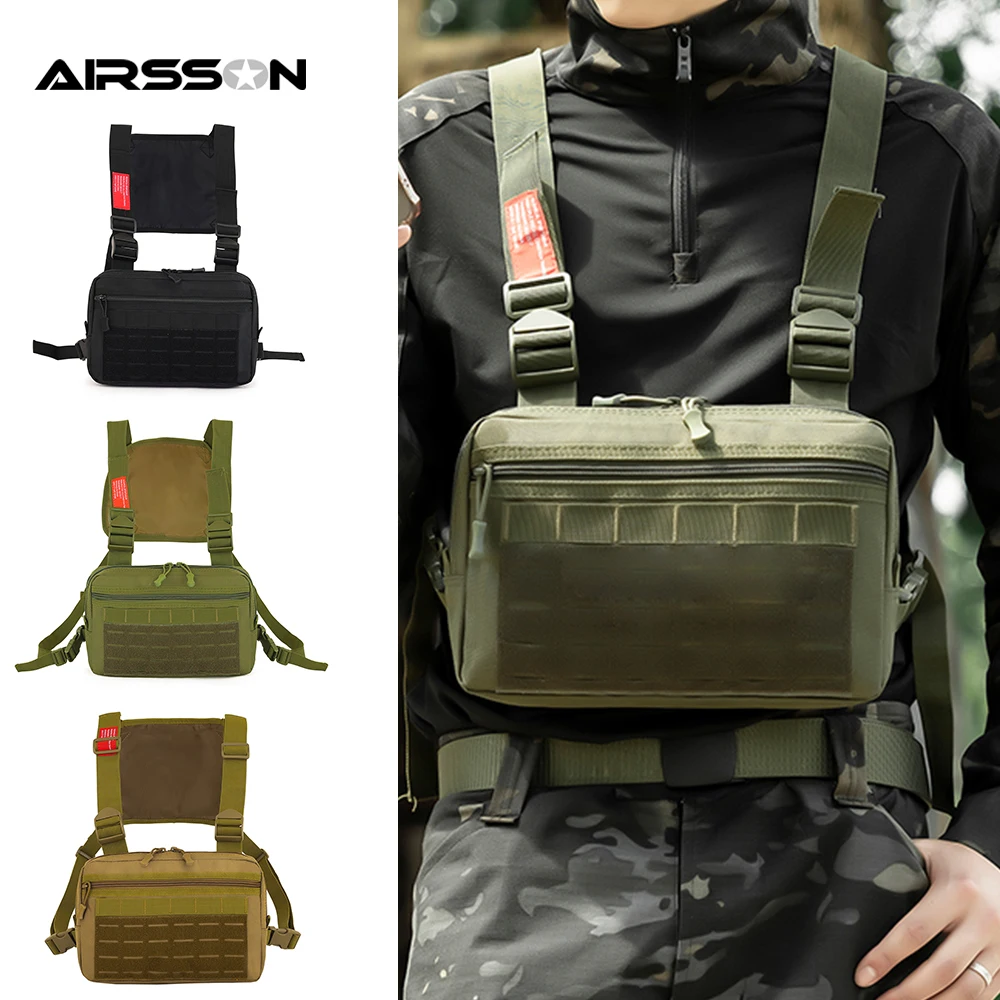 Bolsa de aparejo de pecho Universal Molle EDC, chaleco deportivo al aire libre, mochila, paquete de utilidad, bolsa de pecho ajustable para caza y senderismo