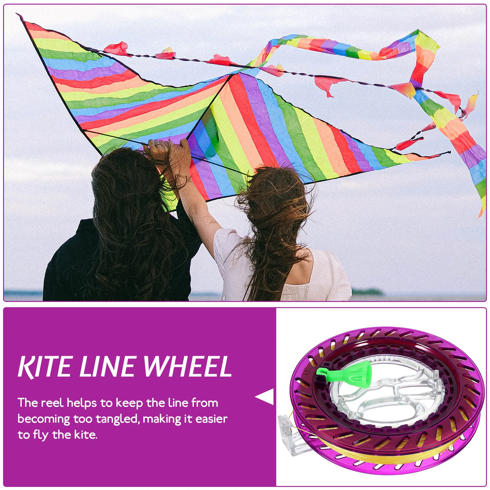 1 set Kite Crystal Purple Kite Winder 400m Line ABS Anti Kids Supply Shatter Bearings Spool Winder Supply