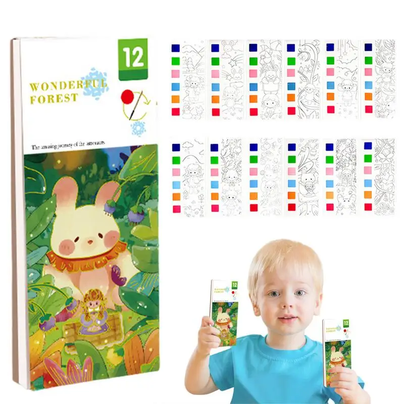 Watercolor Coloring Book Creative Kids Watercolor Coloring Book Cartoon Painting Book Cute Water Color Bookmarks For Beginner