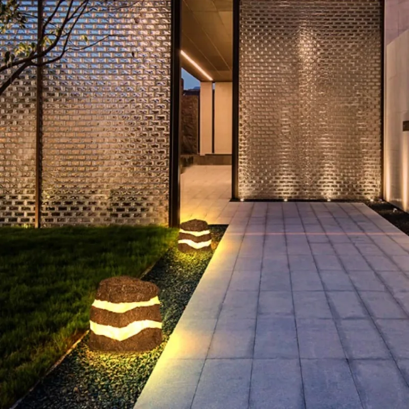Luminous Stone Solar Lights Belt Pattern Simulation Rock Landscape Lighting Garden Lights Festival Decorative Lawn Lamp