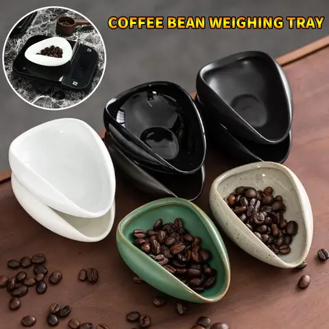 커피 콩 용량 트레이 순수한 흰색 도자기 티스푼 차 분리기 용기 세트 도구 커피 콩 스푼 삽 차 트레이