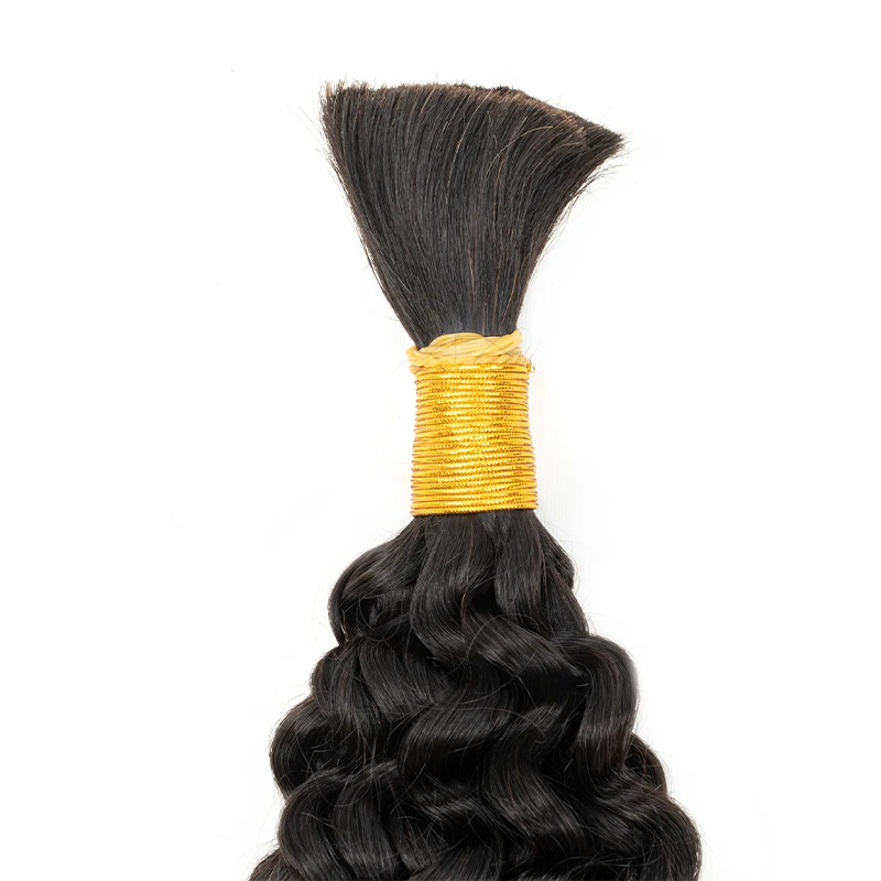 Fasci di capelli umani sfusi ricci profondi per la materia prima dei capelli brasiliani V-light/intrecciare i capelli Remy 10-30 pollici per il salone # 1B 50 g/pacco