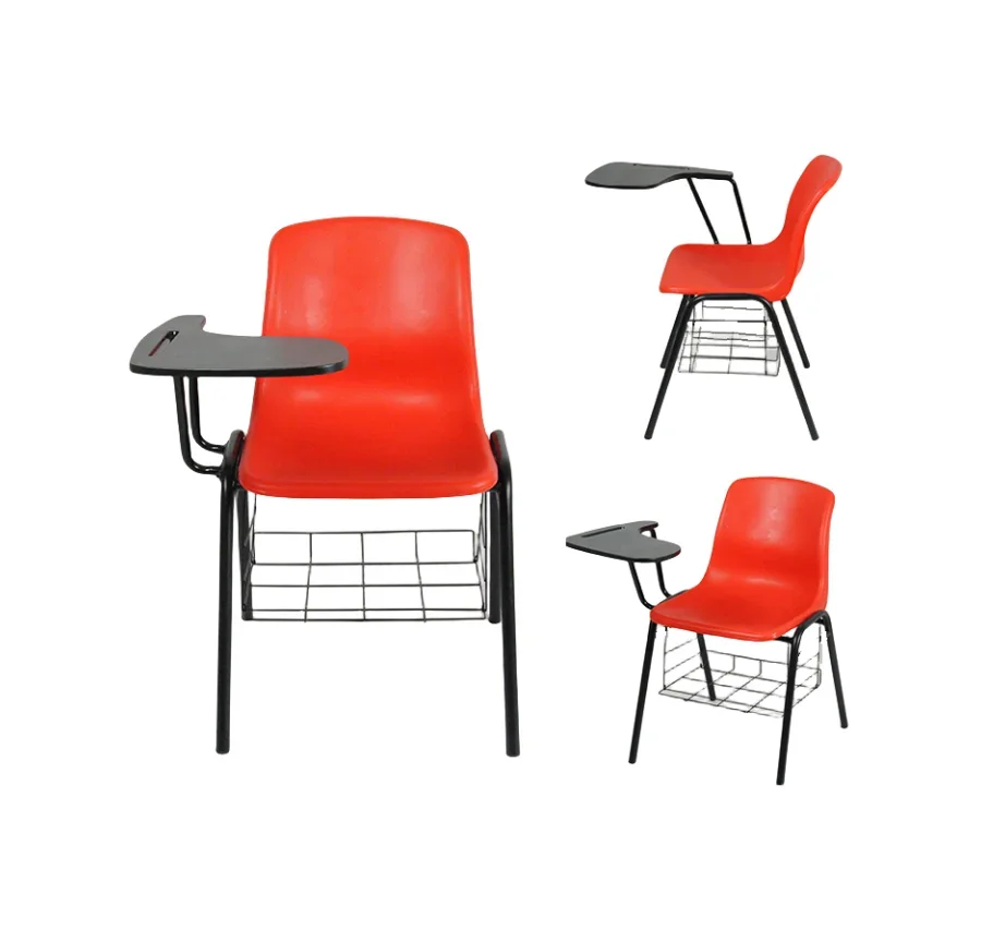 Hot Selling Comfortable School Furniture PP Plastic Chair student chair with writing pad and bookrack for home office