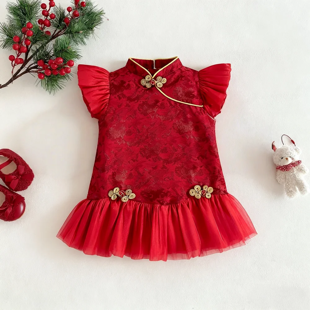 Girls' Dresses Summer Cotton Chinese-Style Baby Girl Dresses Adorable Hanfu-Style Baby Dresses Baby Girl Clothes