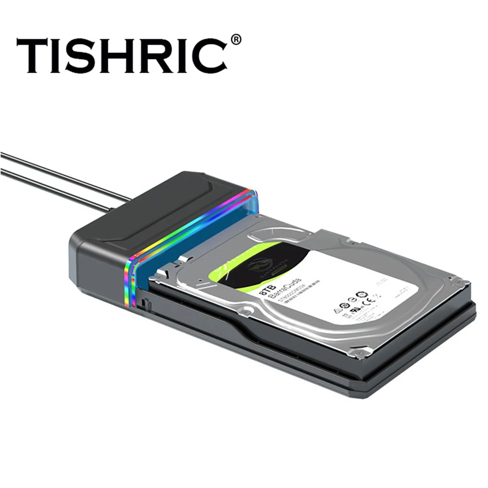 Tishric Harde Schijf Enxlosure Externe Hd Case Sata 2.5/3. 5-Inch Led Type-C Draagbare Ondersteunt Tot 18Tb Capaciteit Hdd Case