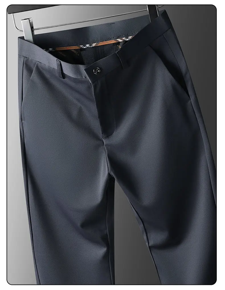 Frühling Sommer Herren Stretch-Hosen Smart Casual Anzughosen Knitterfreie Anzughosen mit Stickereimuster – Detail 2