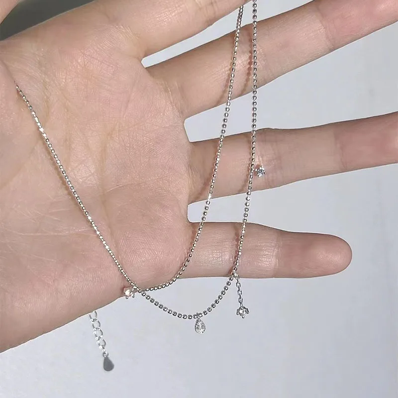 

925 Sterling Silver Woman Necklace Personality Charm Geometric Shape Pendant Choker Birthday Gift for Friends Exquisite Jewelry