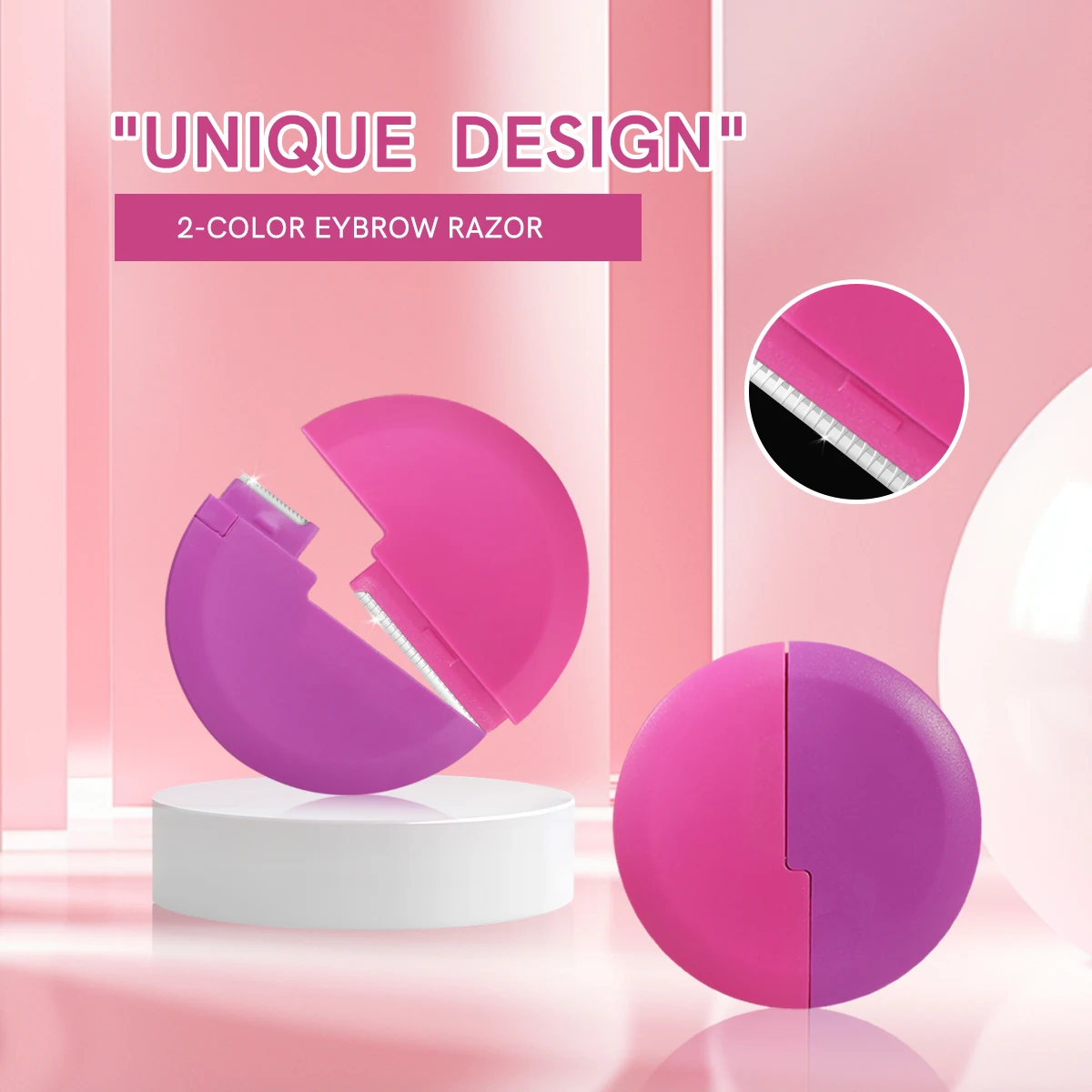 2 szt. Przenośne dwustronne okrągłe maszynki do brwi do ciastek Uniwersalne narzędzie do złuszczania Dermaplaning do twarzy, brody, włosów na twarzy
