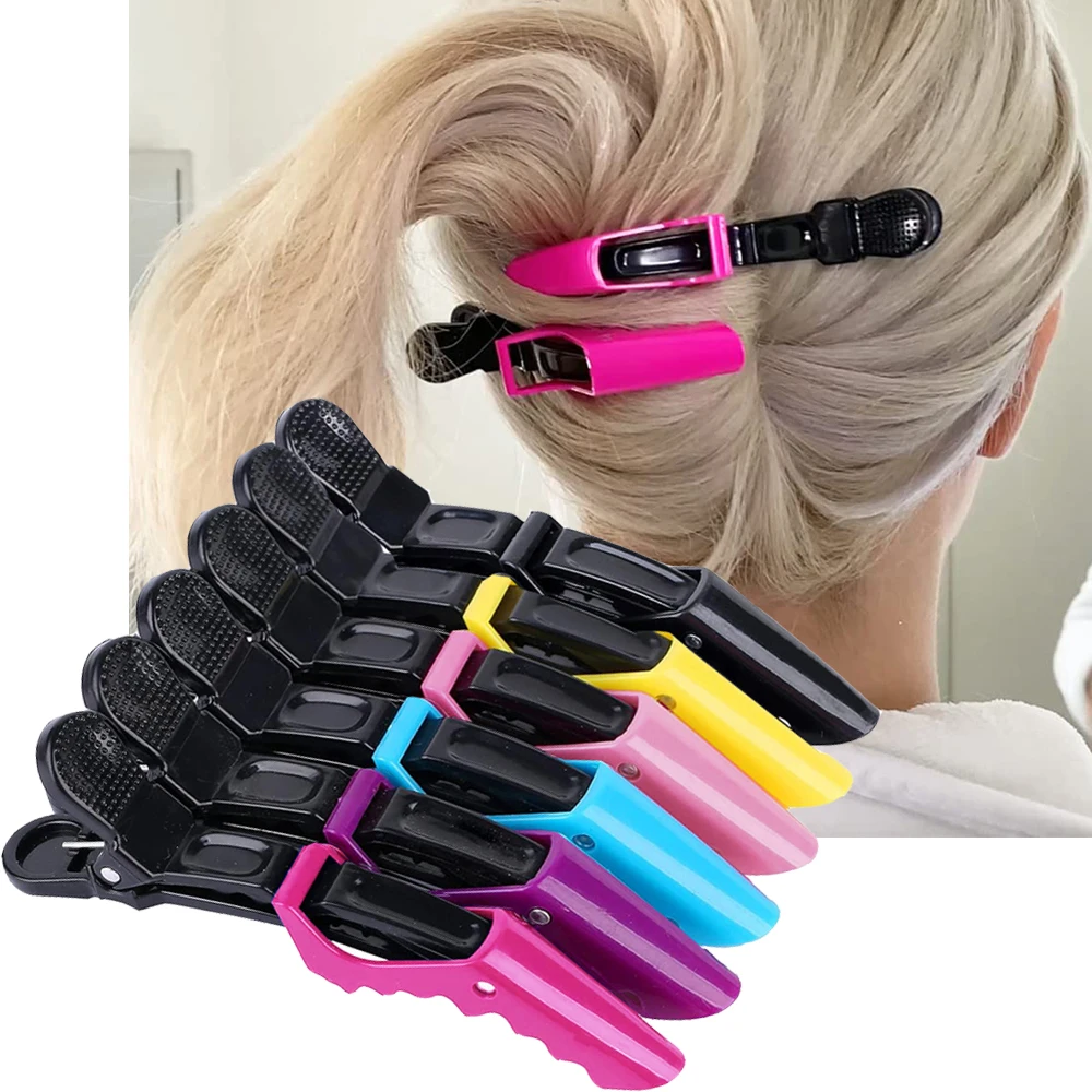 Pince à cheveux en plastique alligator pour hommes et femmes, épingle à cheveux non alde, pince à cheveux durable, noir, rose, accessoires de coiffure, 6 pièces