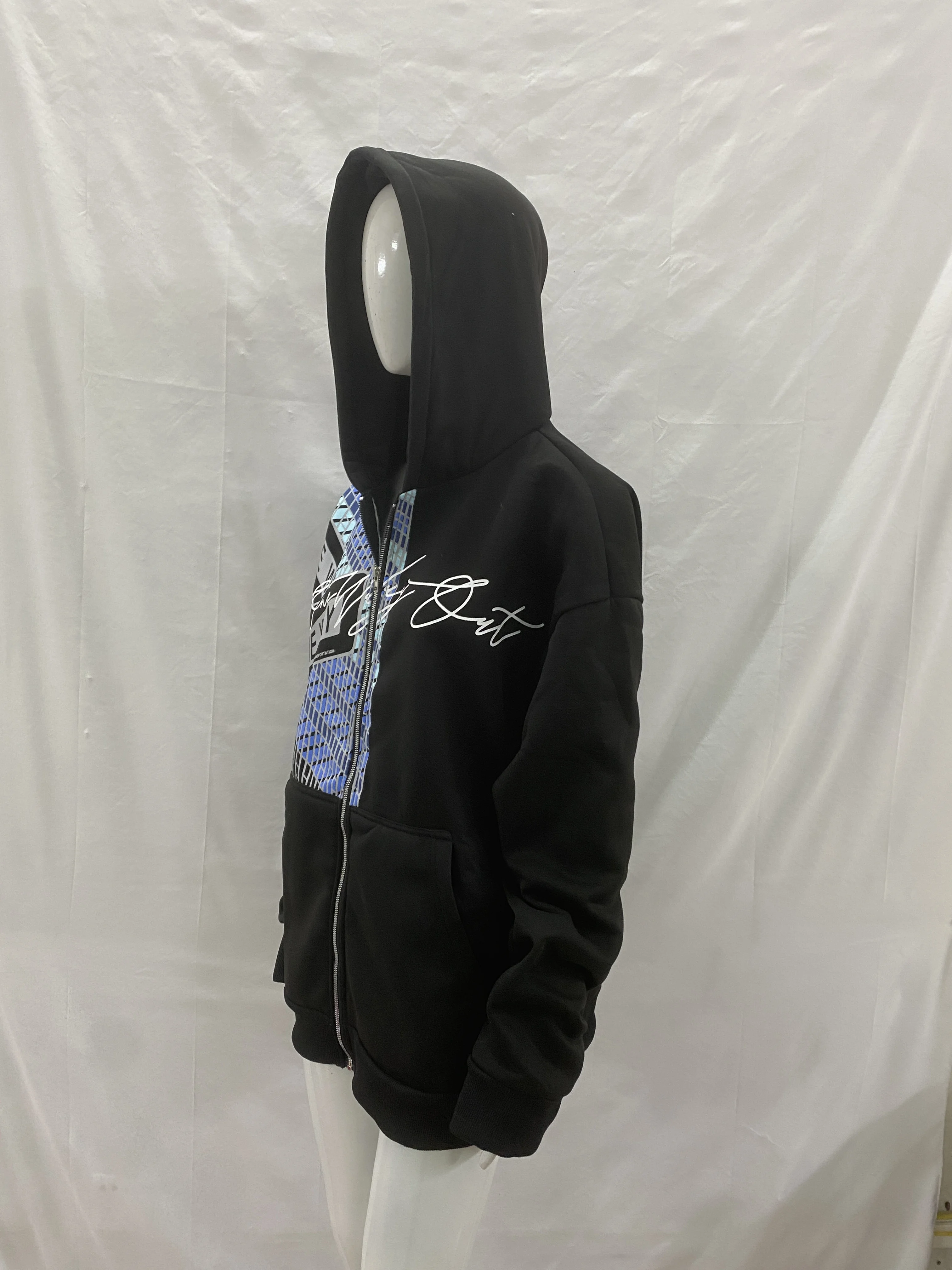 Neues Design Herbst/Winter Street Personalisierter Farbblock-Buchstabendruck Loser Hoodie mit Wasser-Diamanten für Männer und Frauen