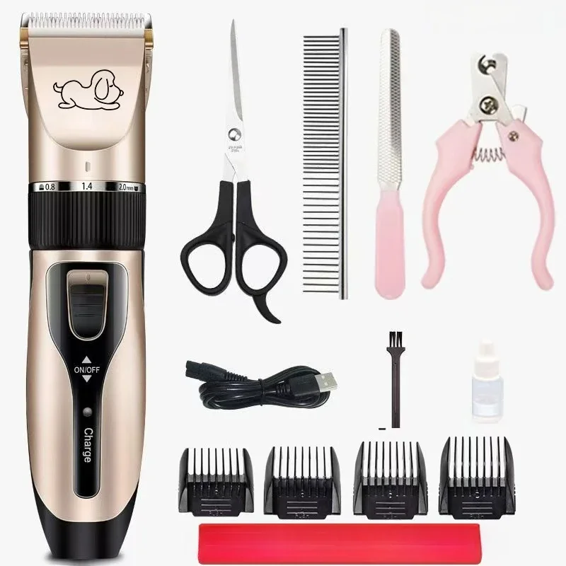 

Rechargeable Pet Cat and Dog Hair Trimmer Razor Set Electric Pet Clipper Professional Grooming Hairdressing Set Pusher