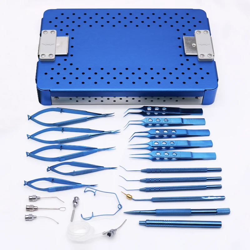 Ophthalmic Microsurgery Instrument Set Stainless Steel Titanium Alloy Ophthalmic 21 Piece Set Ophthalmic Microsurgery Instrument