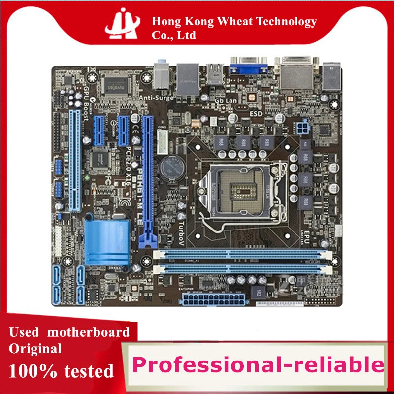 For Intel Used H61 P8H61-M LE motherboard original  LGA 1155 DDR3 16GB For USB2.0 SATA2 Desktop Mainboard