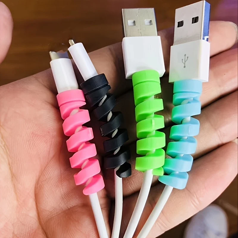 12PCS 20PCS Spiral USB Cable Protector Silicone Flexible Wire Saver Management Organizer for All Phone Data Lines
