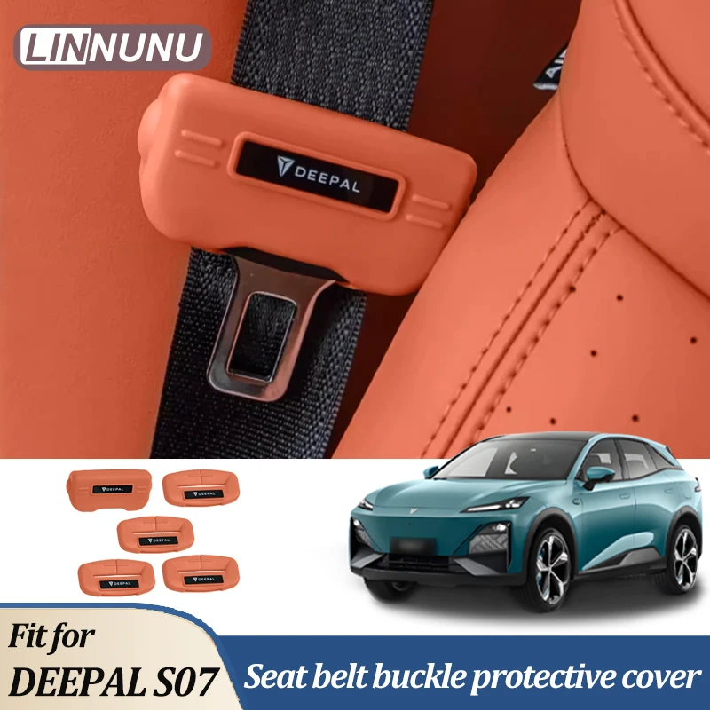 Linnunu Fit for Deepal S07 L07 Sl03 Cars Accessories Car Seat Belt Buckle Silicone Protective Cover Anti-Collision and Anti-Scratch Protective Cover