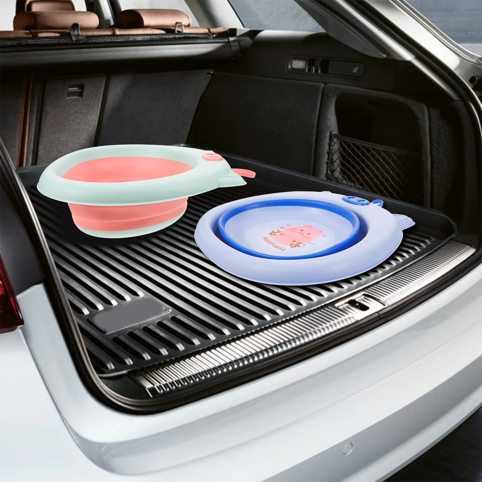 

Складной тазик для мытья лица младенцев, 2 шт., портативный, легкий, компактный, с мультяшным дизайном, детский тазик