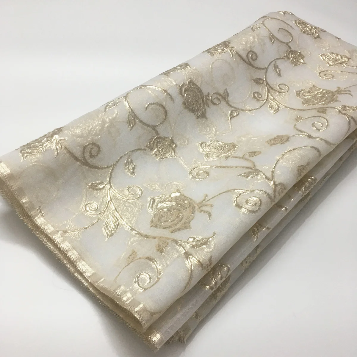 2022 Gold High Quality Brocade Jacquard Fabric African Organza Lace French Net Mesh Lace Fabric For Party Woman Dress LJK22206