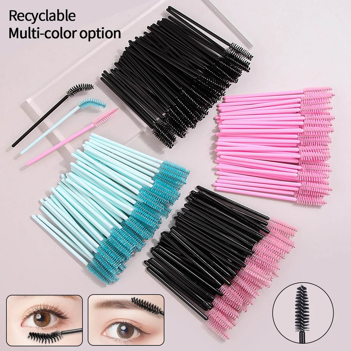 Hot Sale 50 pcs /20pcs/10pcs Eyelash Cleaner Brush Makeup Brush Portable Free Bendingmascara Brush Eyebrow Brush