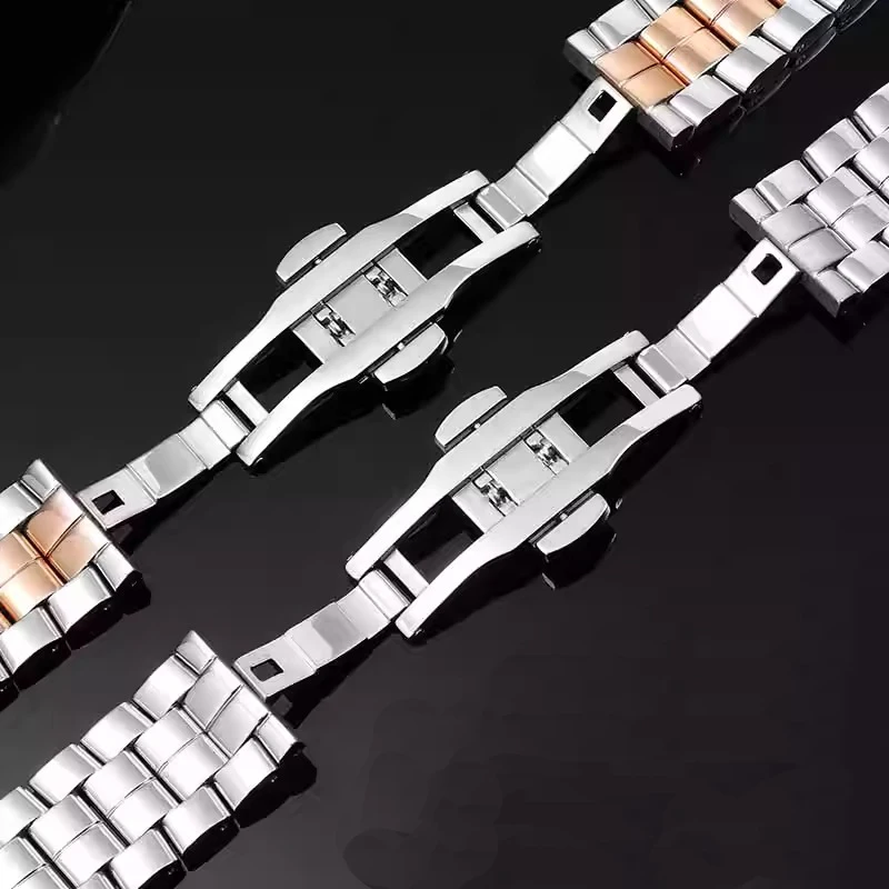 لساعة Chopard Happy Diamond مع حزام فولاذي للنساء Chopin Happy Sport سوار من الفولاذ المقاوم للصدأ باللون الذهبي الوردي 15 مم 18 مم