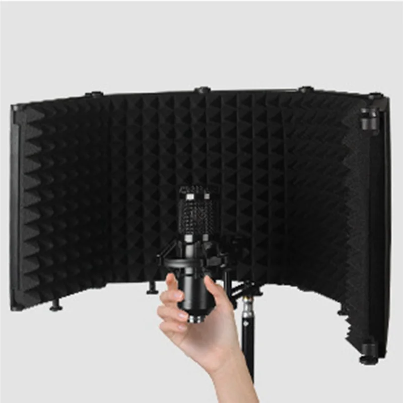 SYDS Adjustable 5 Panel Microphoneisolation Shield Foldable Studio Recording Mic Filter Mic Sponge Soundproof Shield