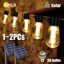 LED Solar String Light Outdoor IP65 decorazione natalizia impermeabile 10-30 lampadine Retro Camping Garland Garden Party Fairy Lamp