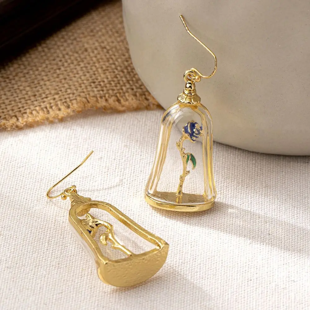 Luxury Flower Rose Earrings Drip Oil French Style Enamel Rose Earrings Delicate Romantic Retro Flower Jewelry Party