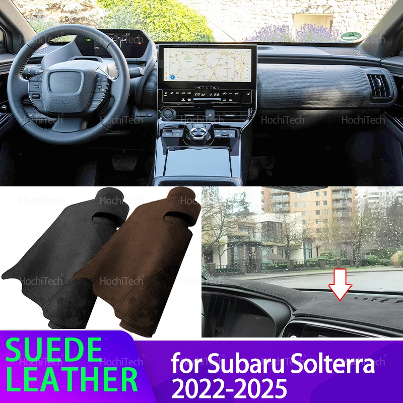 Car Dashmat Leather Dashboard Cover Suede Leather Dash Mat Pad Sunshade Accessories for Subaru Solterra 2022 2023 2024 2025