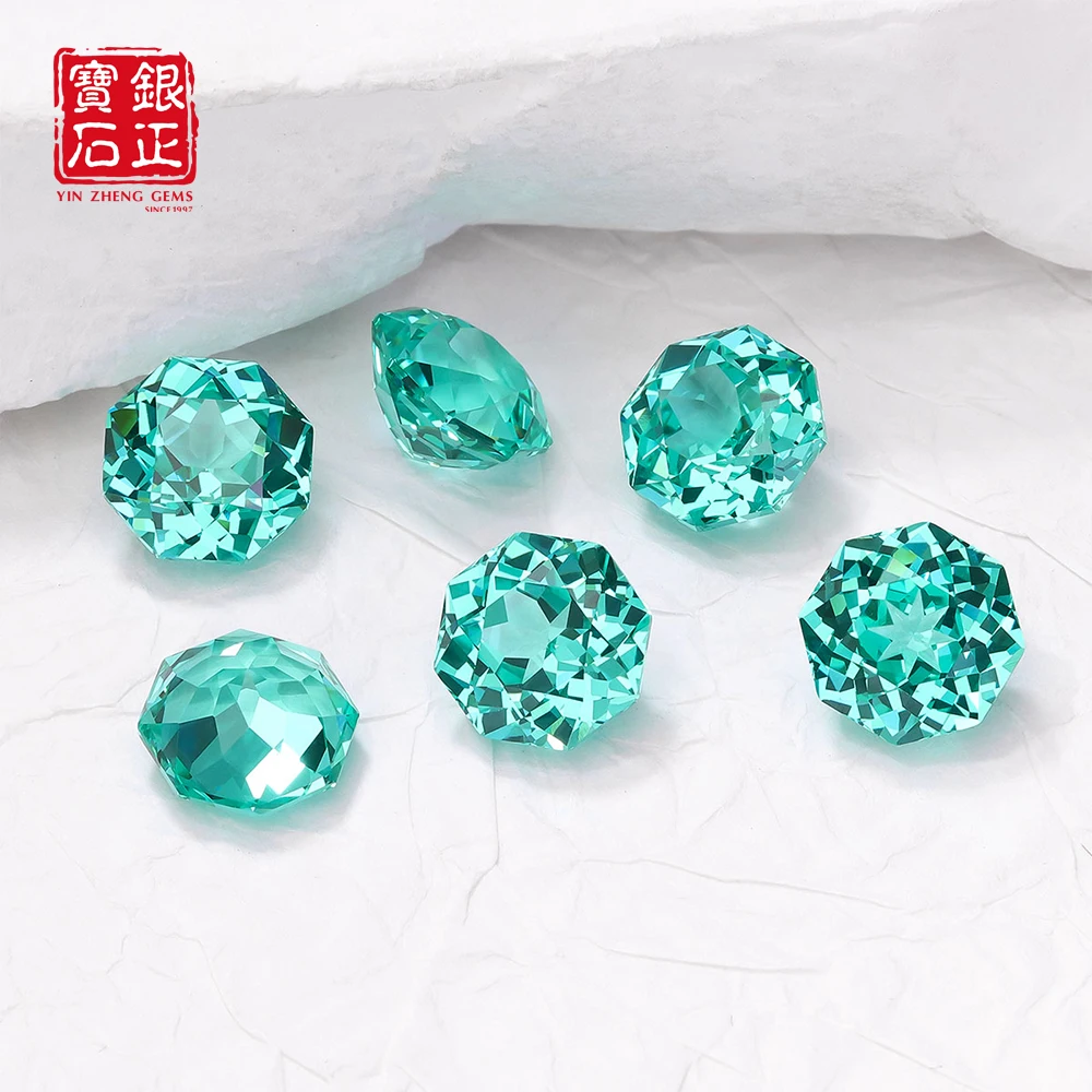 New Lab Grown Paraiba Millennium Octagon Rose Cut Loose Gemstones With AGL Certificate For Jewerly Making For Ring Necklace - view 2