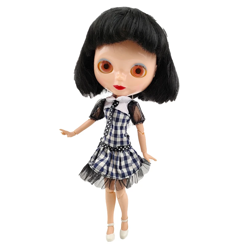 White Black Plaided Doll Clothes For Blythe Doll Dress Gown For Neo Blythe 1/6 Accessories Outfits For Licca Dolls Toys