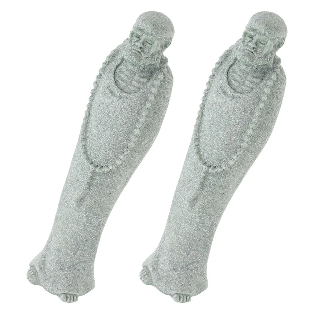 

2 Pcs Buddha Statue Ornament Home Decor Garden Decoration Figurine Little Chinese Monk Sculpture Props Micro Landscape Accessory