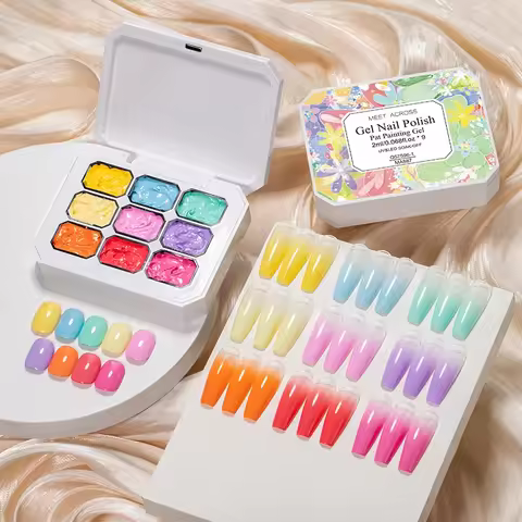 Mini 9 Grid Pat Painting Gel Nail Polish Gradient Effect Nail Art Salon Design Long-Lasting Creamy Texture Smooth Application