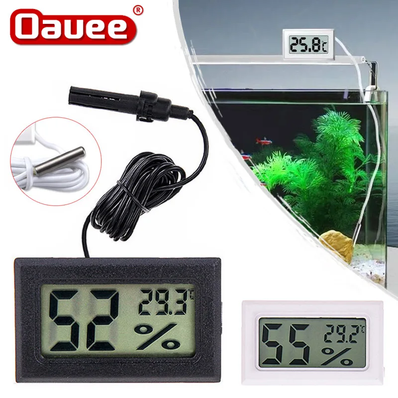 

Oauee Mini Digital Thermometer Hygrometer Meter LCD Display With Waterproof Probe Humidity Meter Gauge Convenient Indoor Sensor