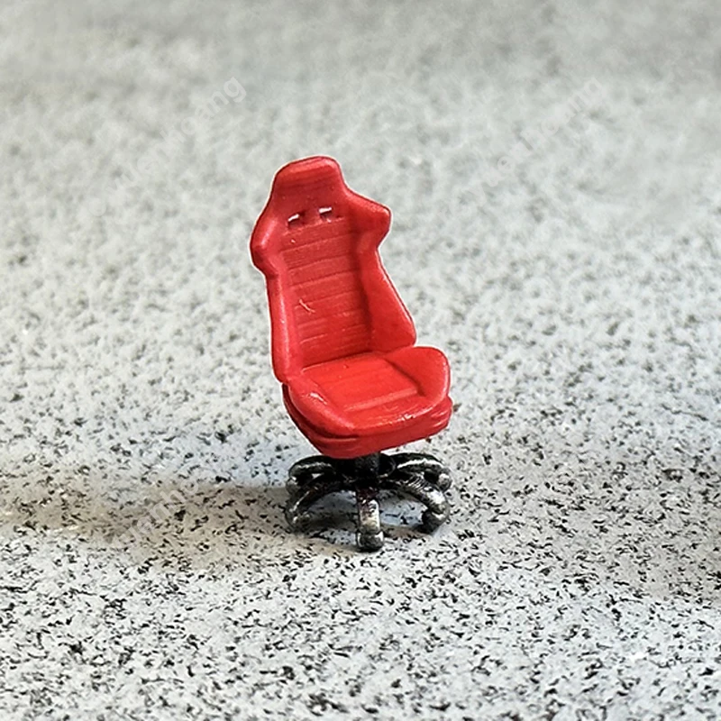 2PCS 1/64 Scale Car Seat Model Miniature Red Office Chair Ornament Height 1.5cm for Garage/Workshop Scene Diorama Decoration