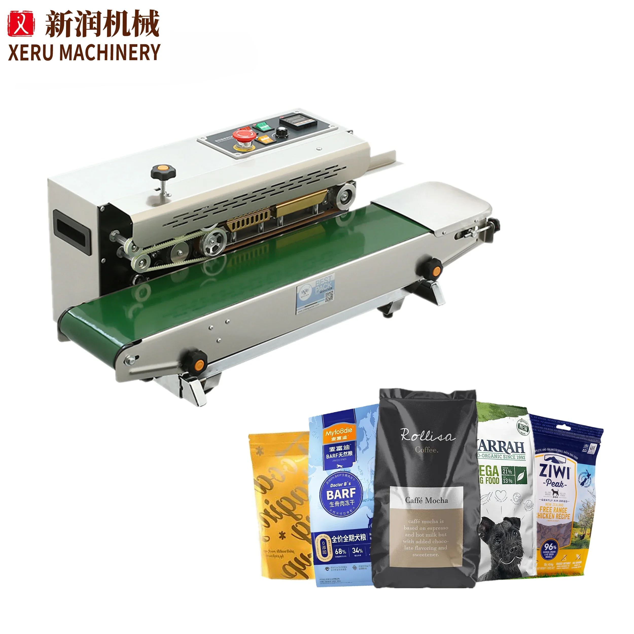 Plastic Bag Band Sealer Expiry Date Qr Coding Continuous Sealing Machine With Inkjet Printer