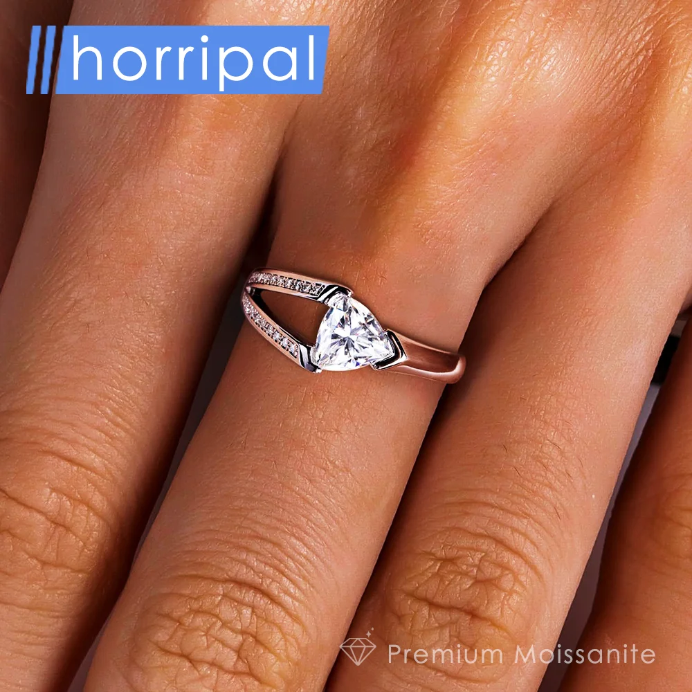 

Geometric Moissanite Wedding Ring for Women Sparkling Diamond GRA Certificated Pure Silver 18K White Gold Plated Eternity Bands