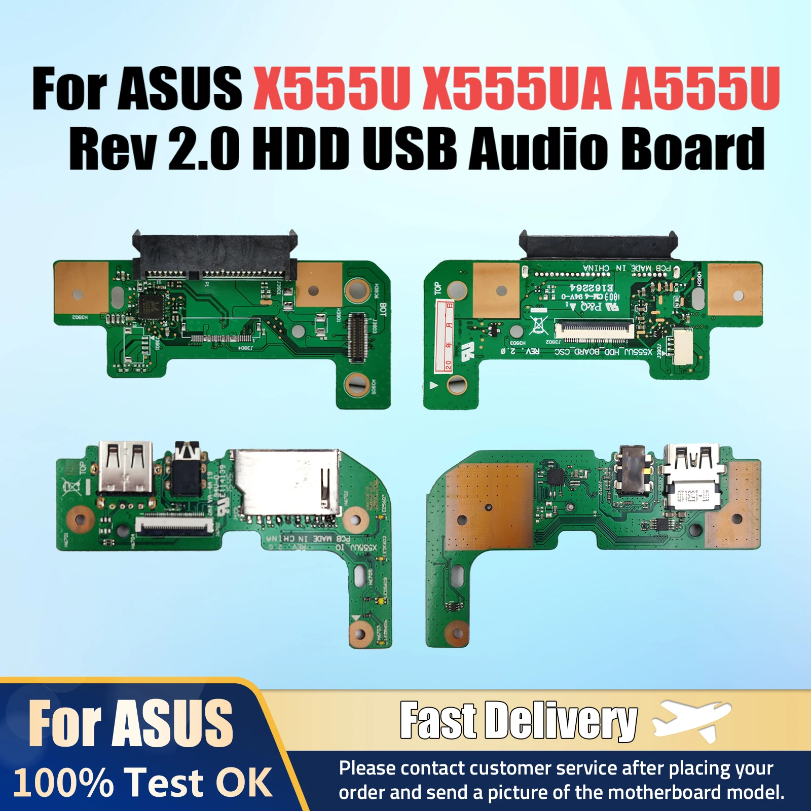 

Original For Asus X555U X555UA A555U F555U K555U X555UJ Rev 2.0 HDD Hard Disk Drive USB Audio Board 100% Tested Fast Ship