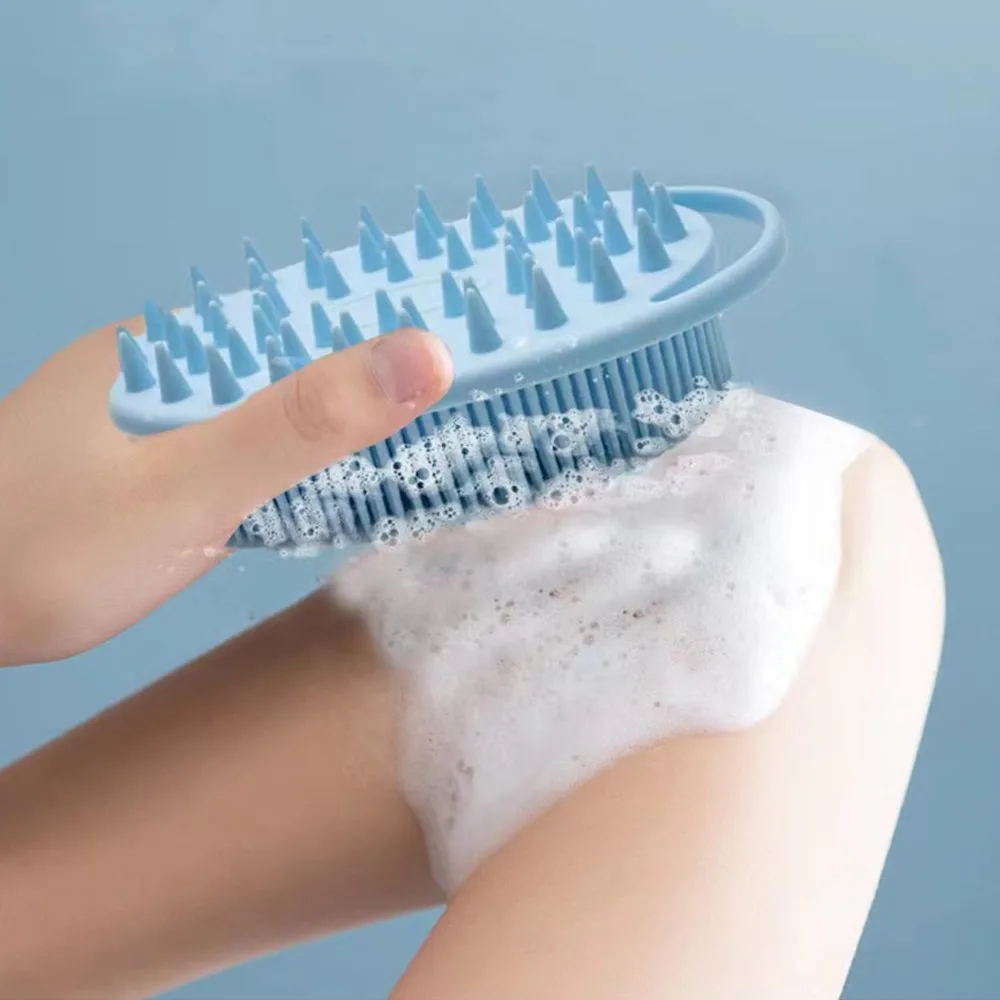 Best Sellers! Blue Silicone Exfoliating Body Scrubber Brush for Shower Soft for Kids Adults All Skin Types Hot Item