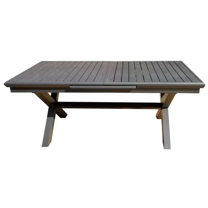 Modern Aluminum Alloy Retractable Camping Table Waterproof Wood Grain Outdoor Dining Furniture for Park Courtyard School Use