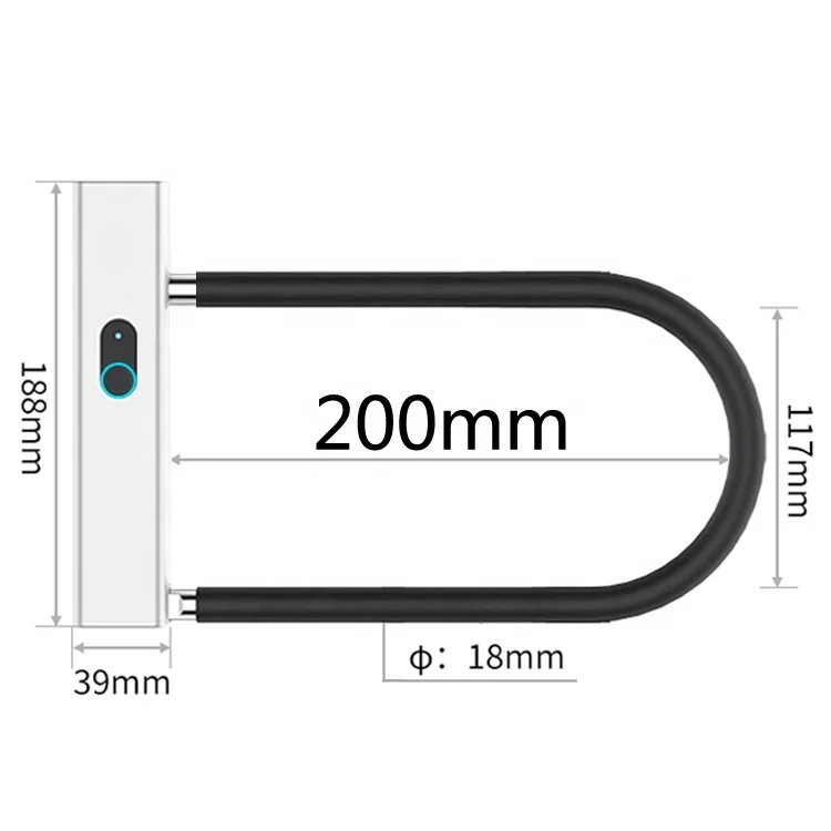 رائجة البيع الذكية بصمة زجاج الباب قفل الإلكترونية هوك قفل USB تهمة U شكل قفل دراجة قفل الدراجة #3